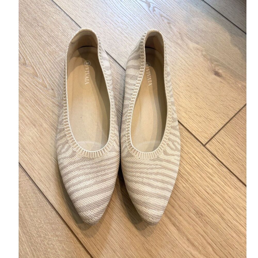 VIVAIA Aria Pointed Toe Ballet Flats Neutral Animal Print Size EU 41 / US 10